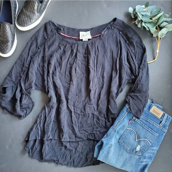 Anthropologie Black Flowy Blouse - Picture 1 of 8